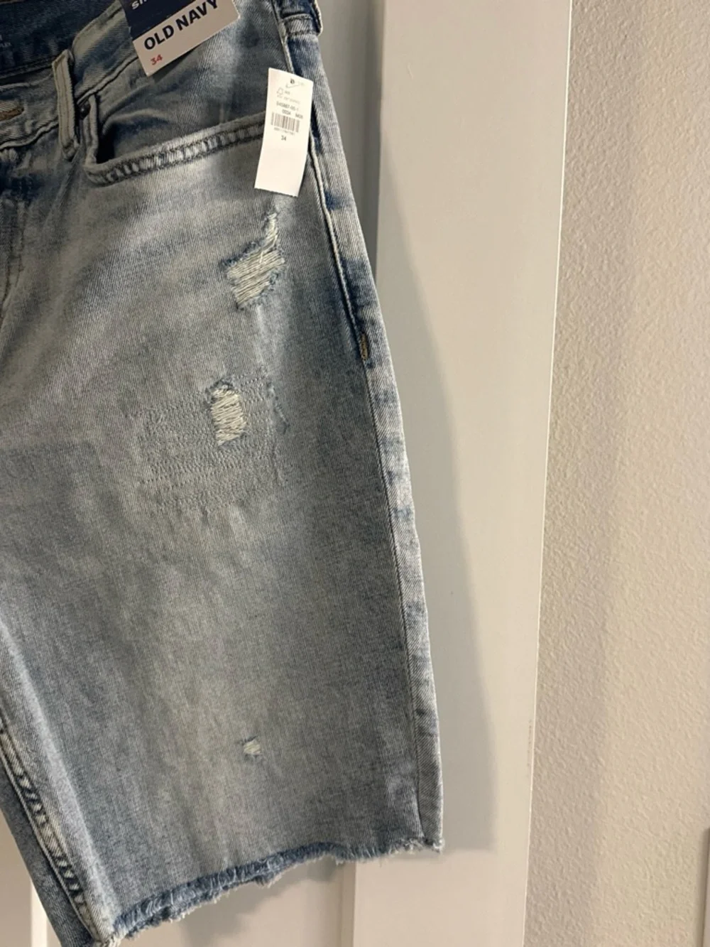 Old Navy Men's Light Blue Distressed Denim Shorts